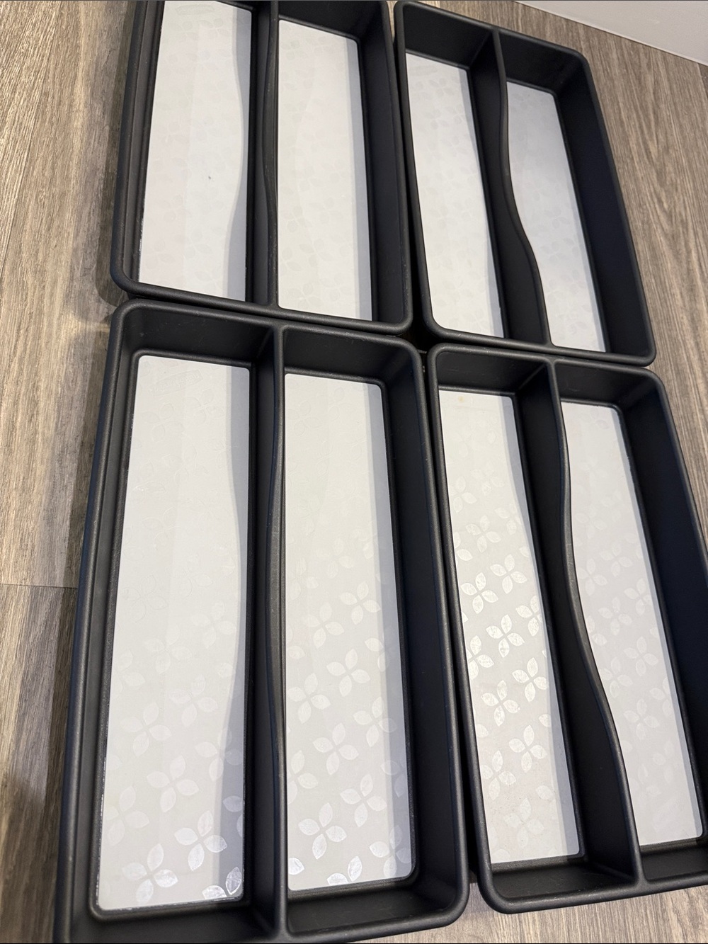 Rubbermaid Black Dual-Compartment Drawer Organizer - Set of 4